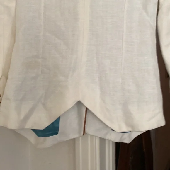 Michele NegriMade in Italy Linen / Cotton / Leather Herringbone Blazer
